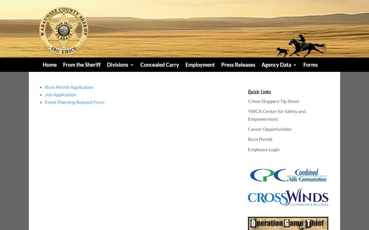 Wabaunsee County arrest records sheriff forms and public quick links