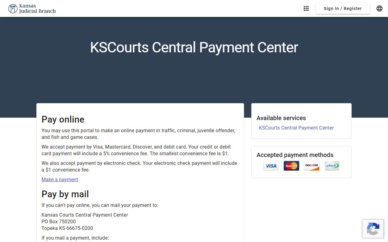Wabaunsee County court dockets KSCourts Central Payment Center