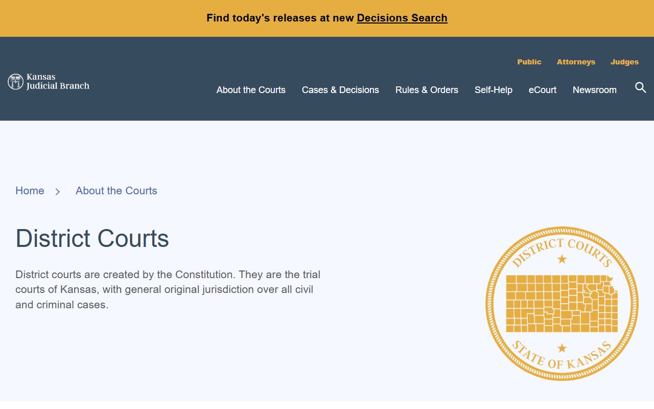 Wabaunsee County District Court Kansas district courts overview