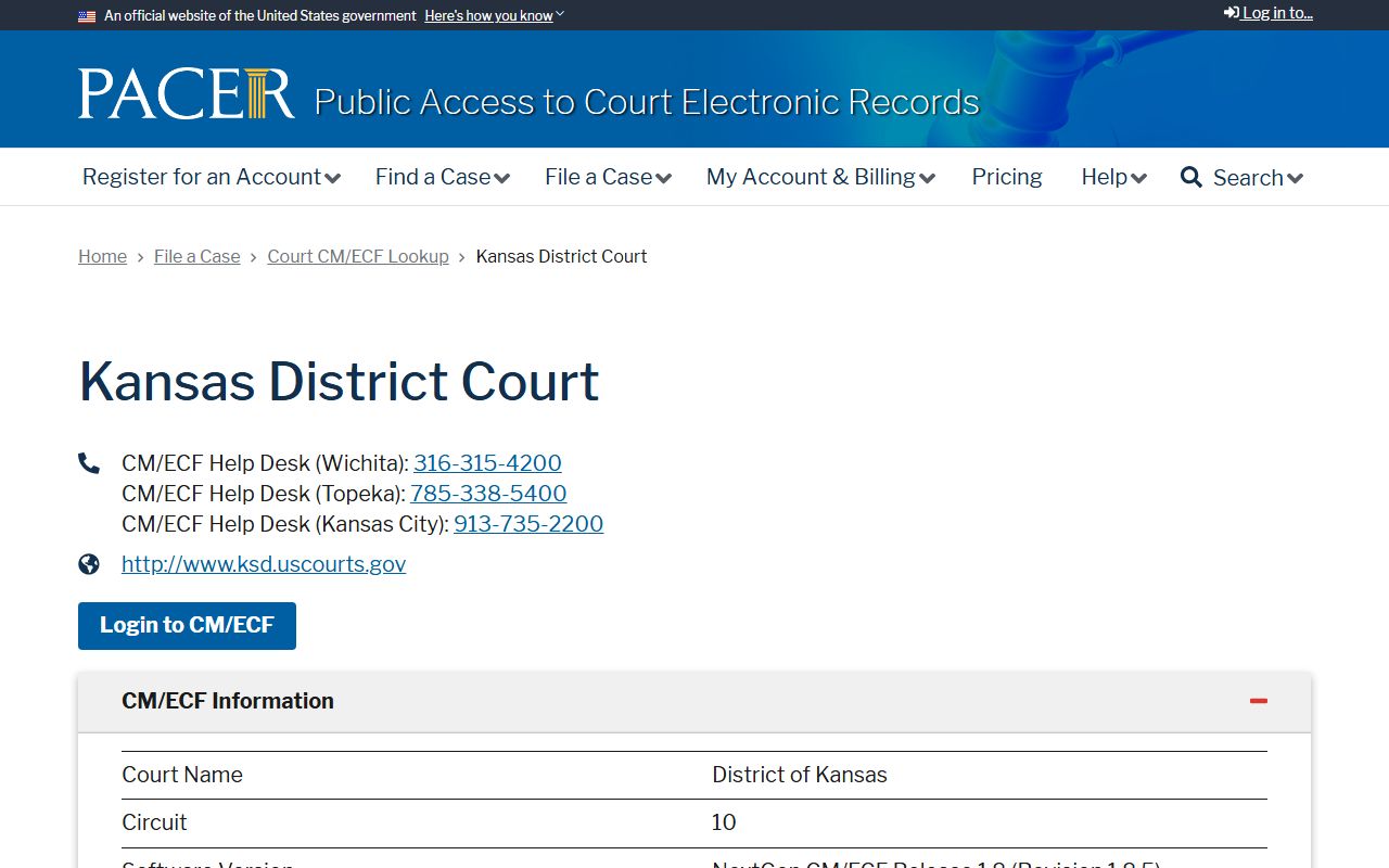 Wabaunsee County District Court federal PACER comparison