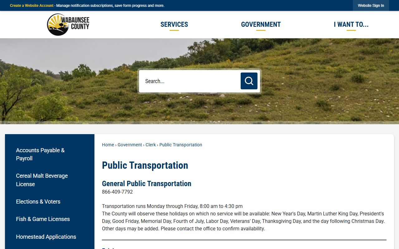Wabaunsee County District Court public transportation access