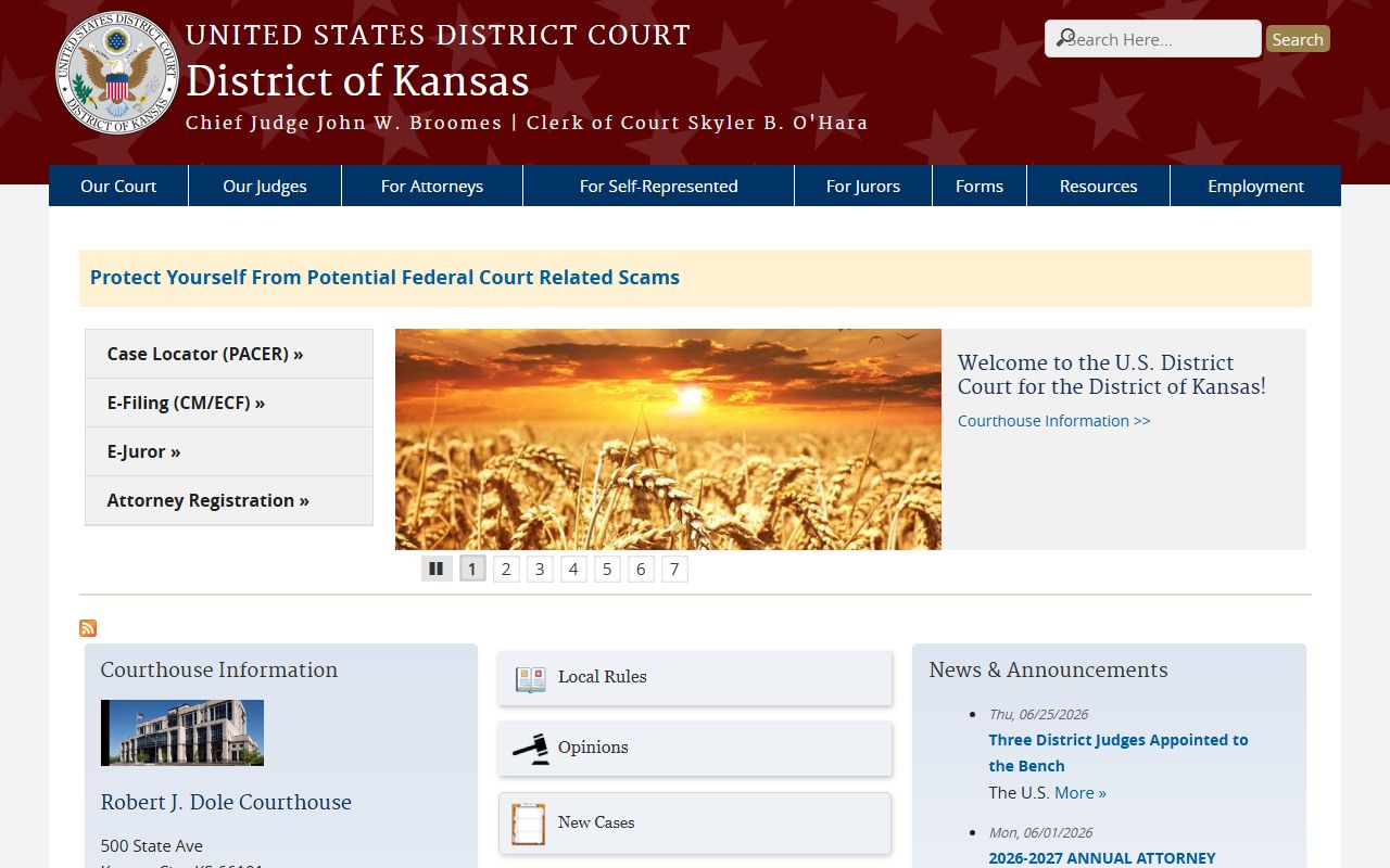 Wabaunsee County court records District of Kansas federal court source