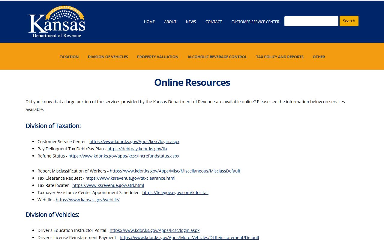 Wabaunsee County traffic court records Kansas Revenue online services