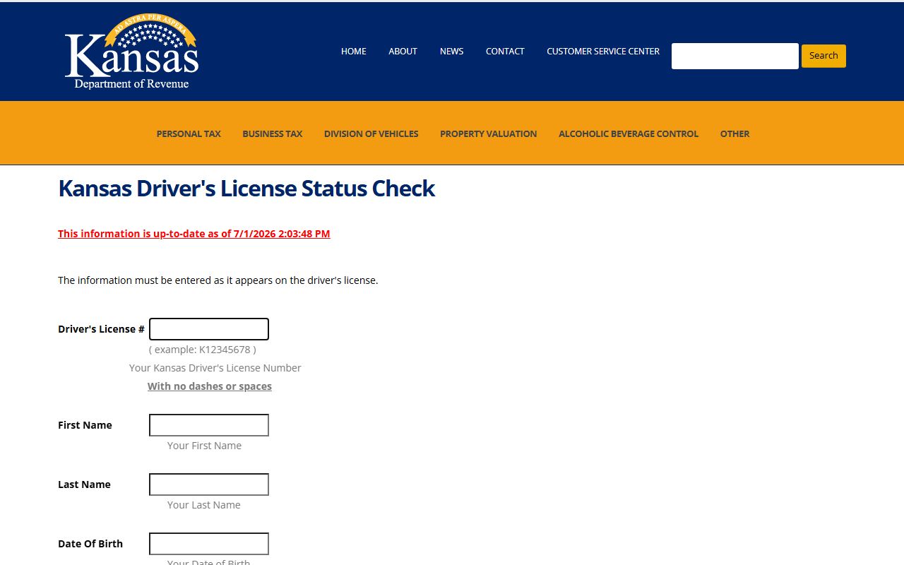 Wabaunsee County traffic court records Kansas driver license status check
