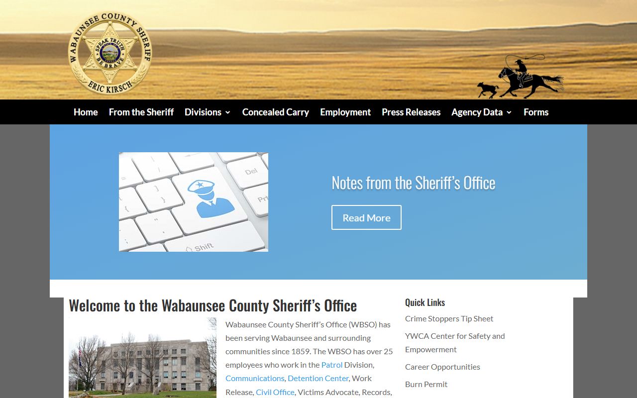 Wabaunsee County warrant records sheriff homepage